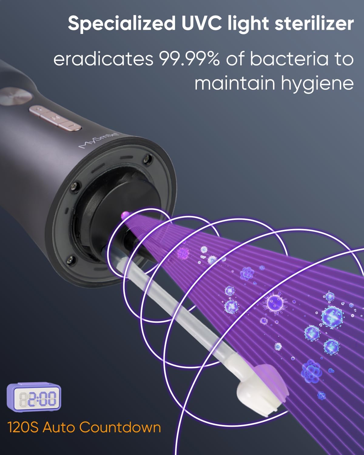 MySmile® LP221 Cordless Professional Water Flosser with UVC Sterilizable