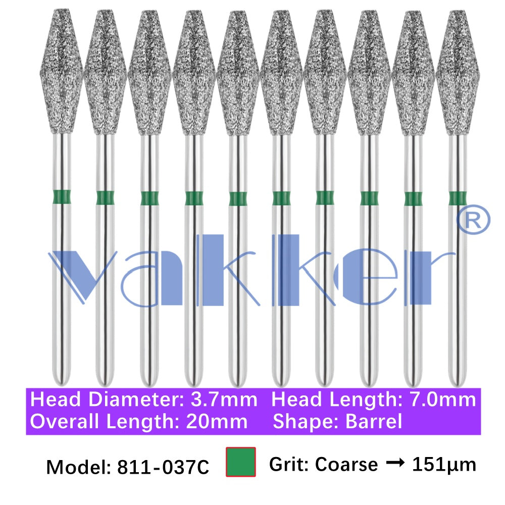 Vakker® Diamond Burs Barrel Diamonds 10/pk