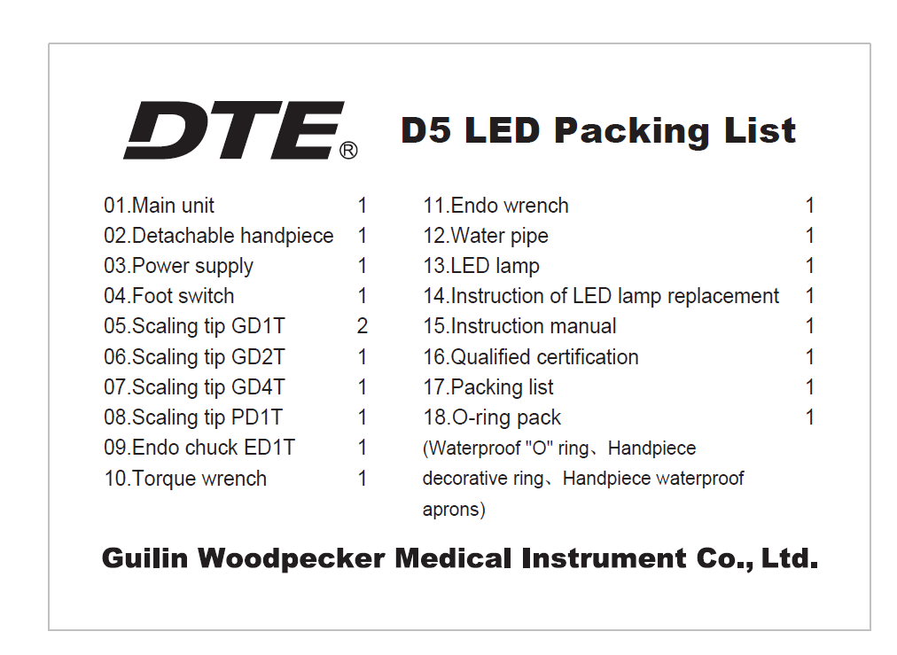 Woodpecker DTE D5 LED Ultrasonic Piezo Scaler--Scaling, Perio, Endo