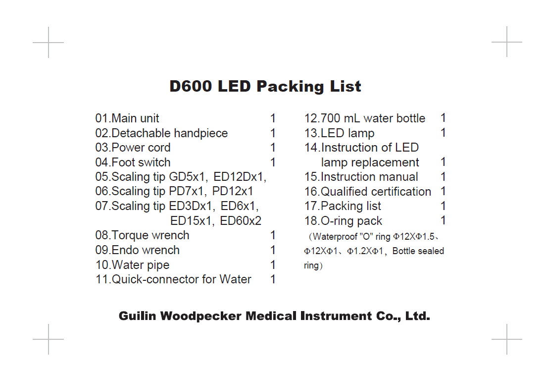 Woodpecker DTE D600 LED Ultrasonic Piezo Scaler--Scaling, Perio, Endo