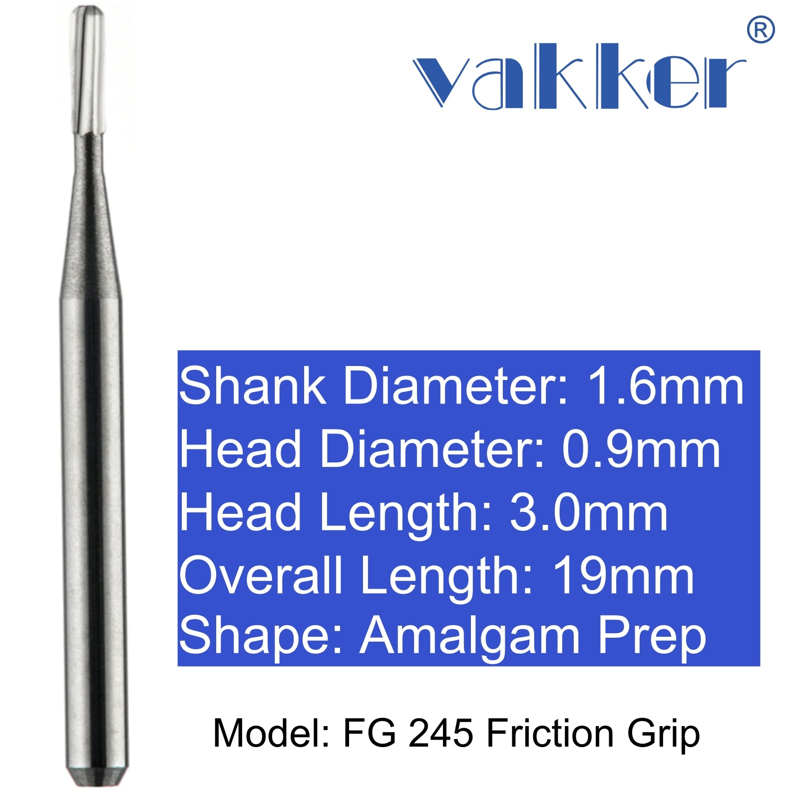 Vakker® Carbide Burs Friction Grip, Latch Grip, Demo Burs 1/pk
