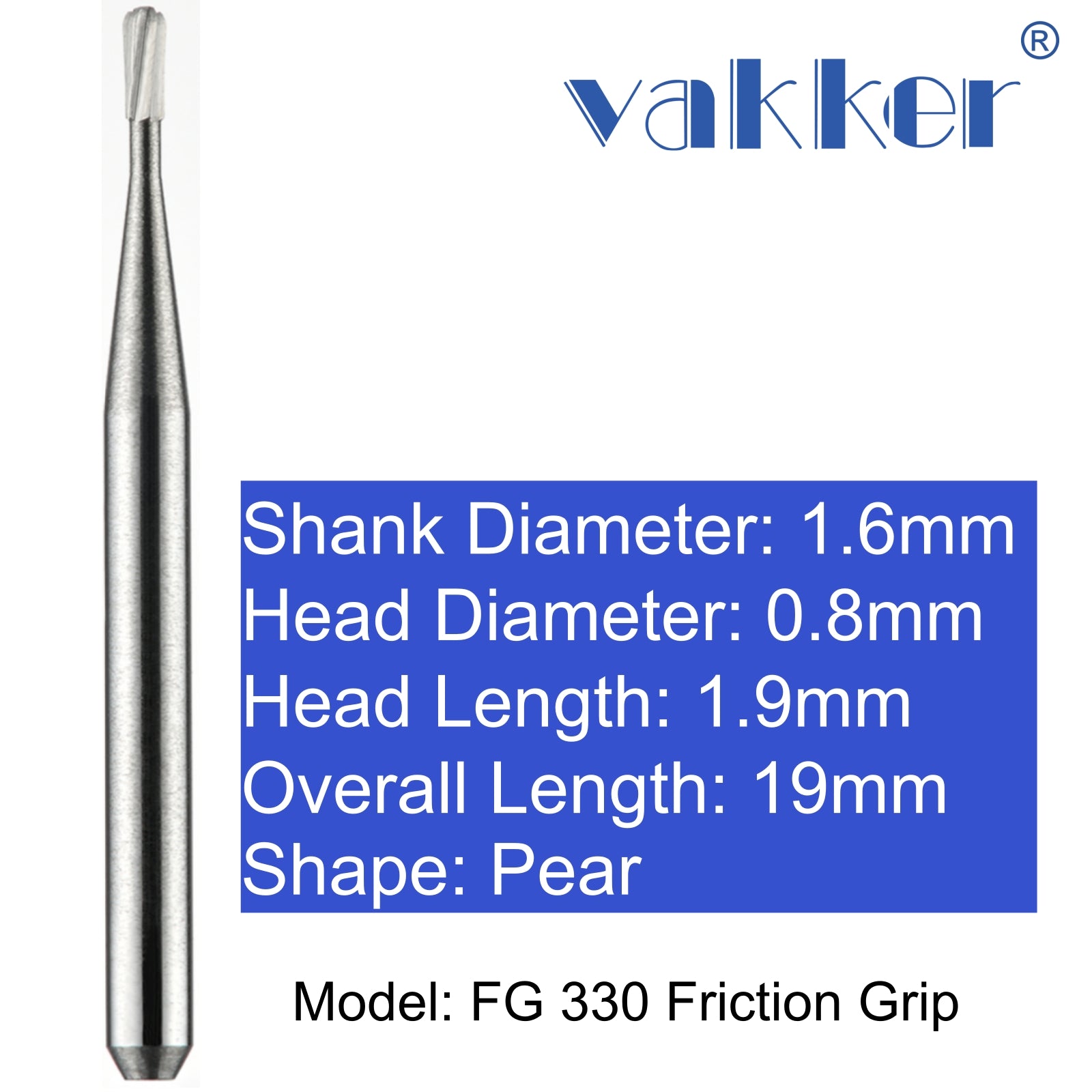 Vakker® Carbide Burs Friction Grip, Latch Grip, Demo Burs 1/pk