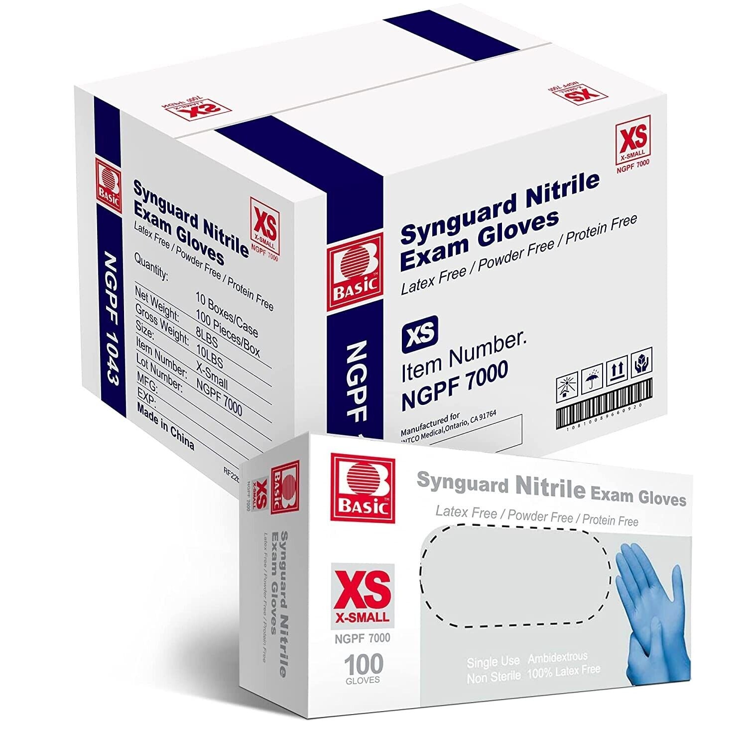 Basic Synguard  Nitrile Examination Gloves case of 1000