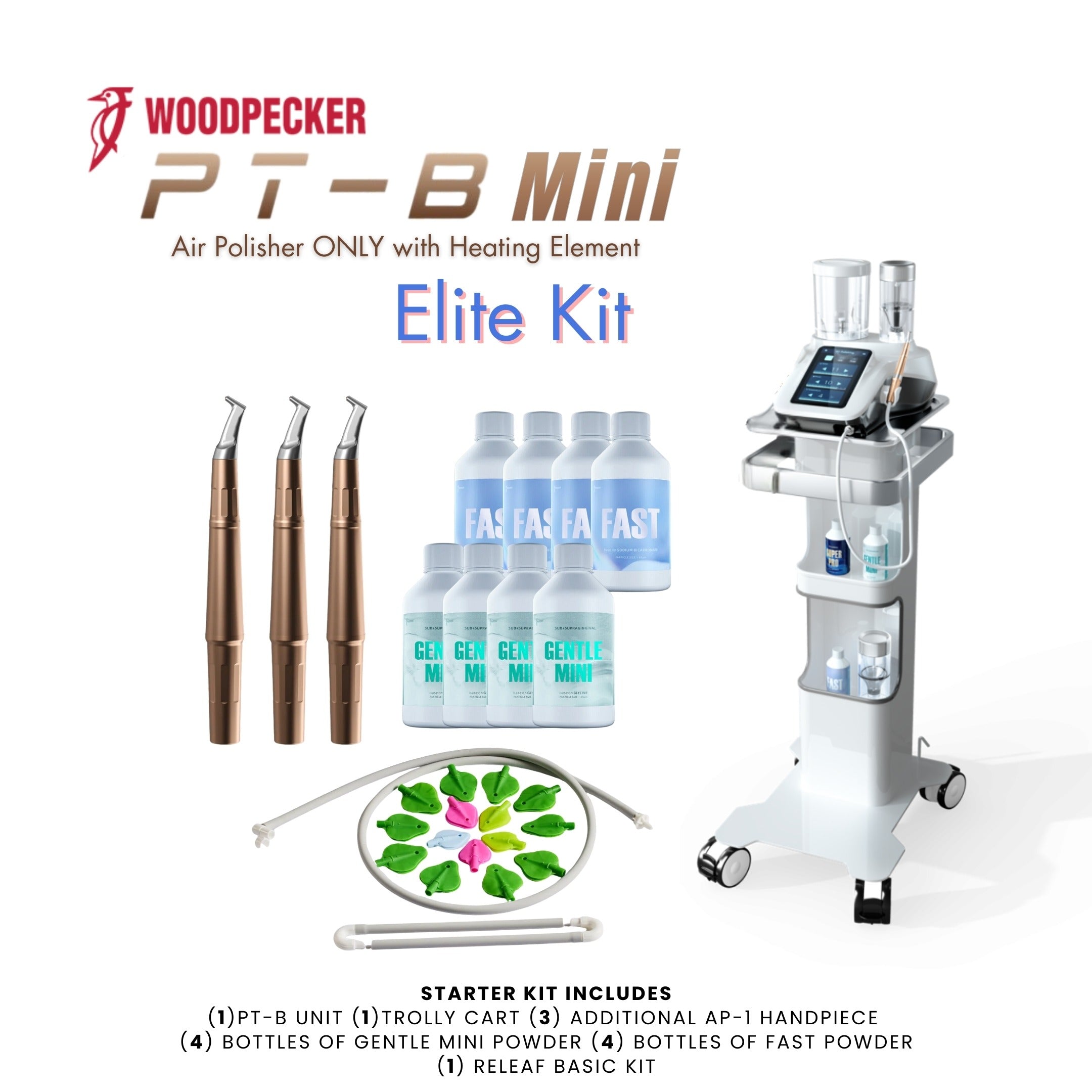Woodpecker PT-B Mini Air Polisher | Heated Water & Wireless Foot Control