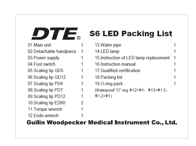 Woodpecker® S6 LED Ultrasonic Piezo Scaler--Scaling, Perio, Endo