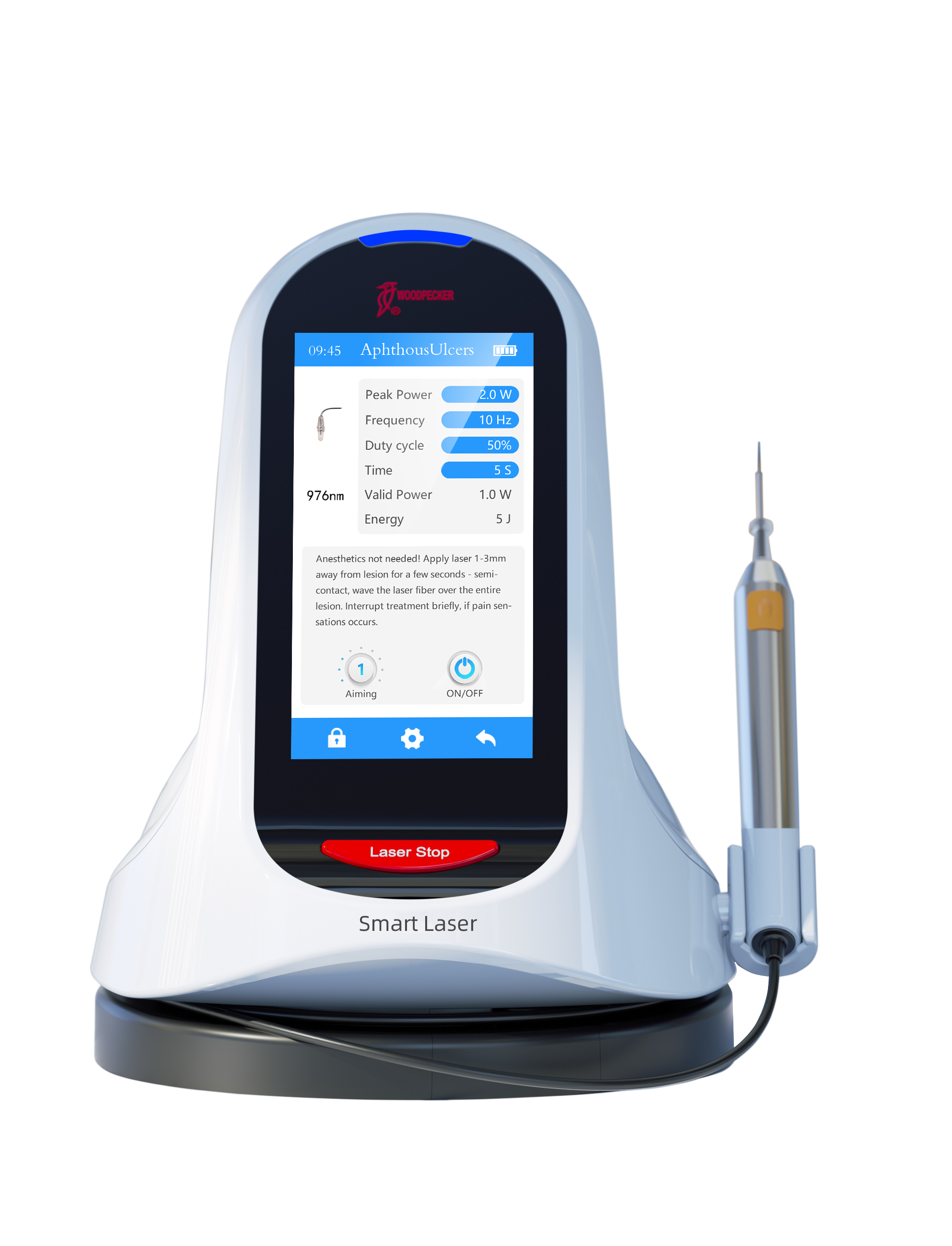 Woodpecker® Smart Laser Blue Dental Diode Laser Three Wavelengths Blue Semiconductor Laser Therapy Device