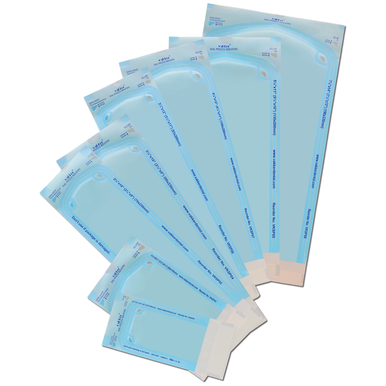 Vakker® Seal-Sealing Sterilization Pouches 200pc/box
