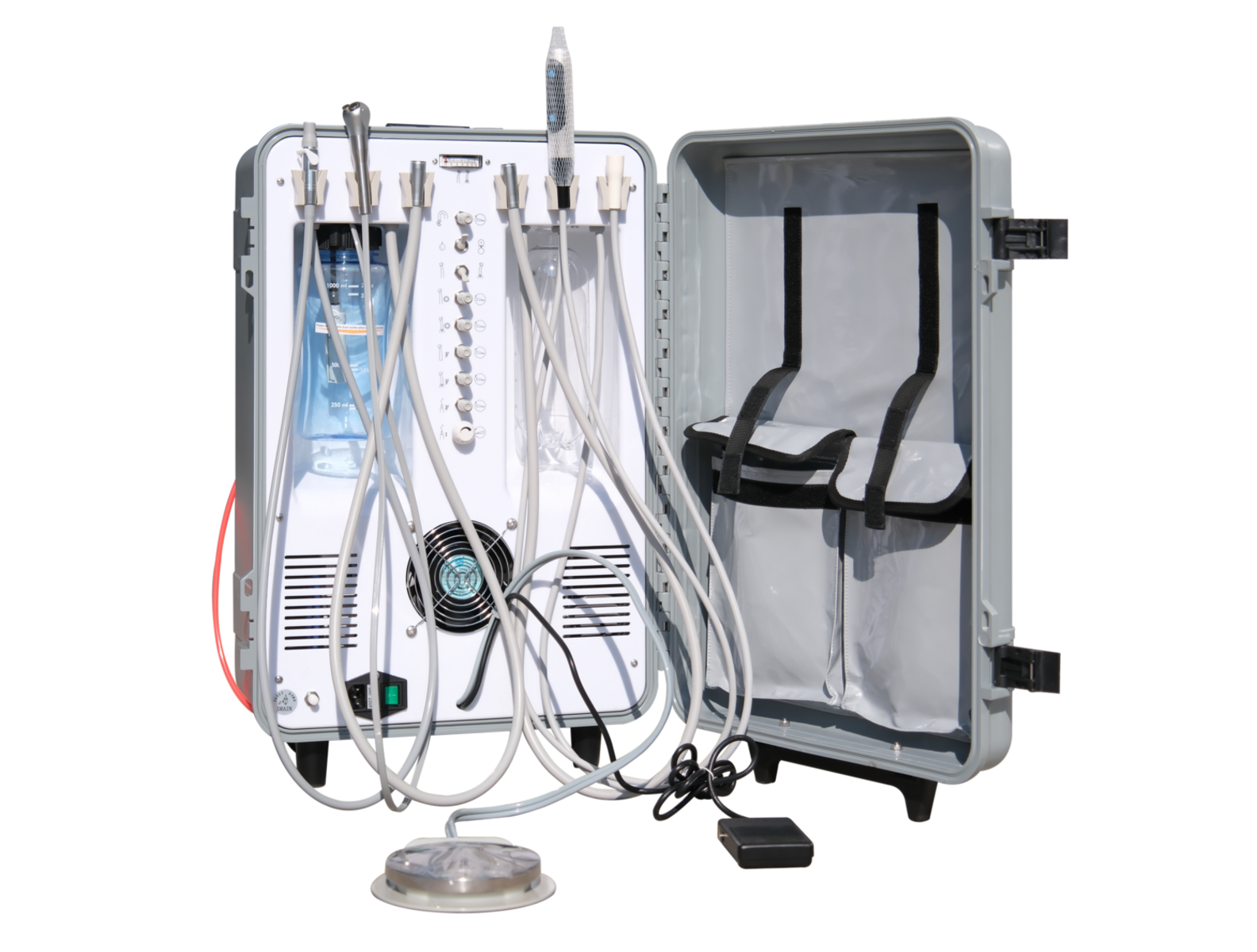 portable detail unit with curing light and ultrasonic scaler