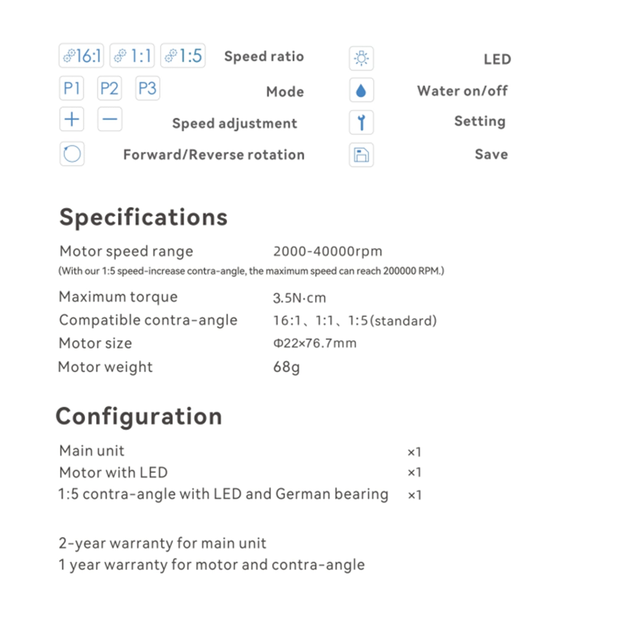 Woodpecker M2 Pro built-in Electric Motor