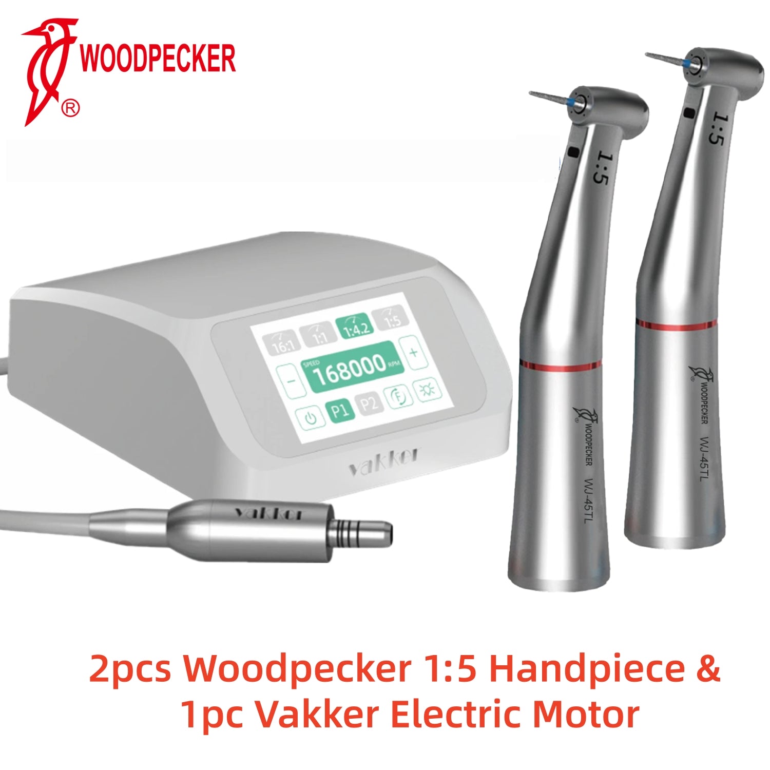 Woodpecker® 1:5 Electric Handpiece & Vakker Electric Motor Buddle