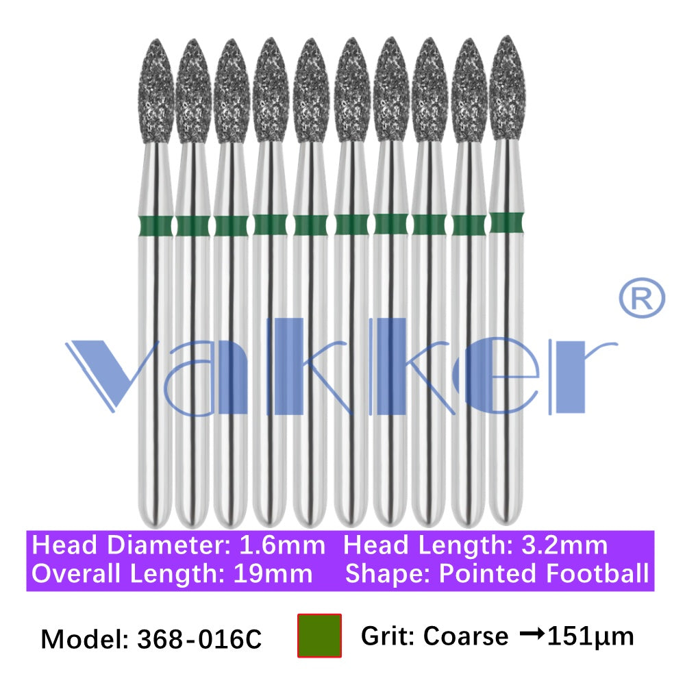 Vakker® Diamond Burs Football Diamond 10/pk