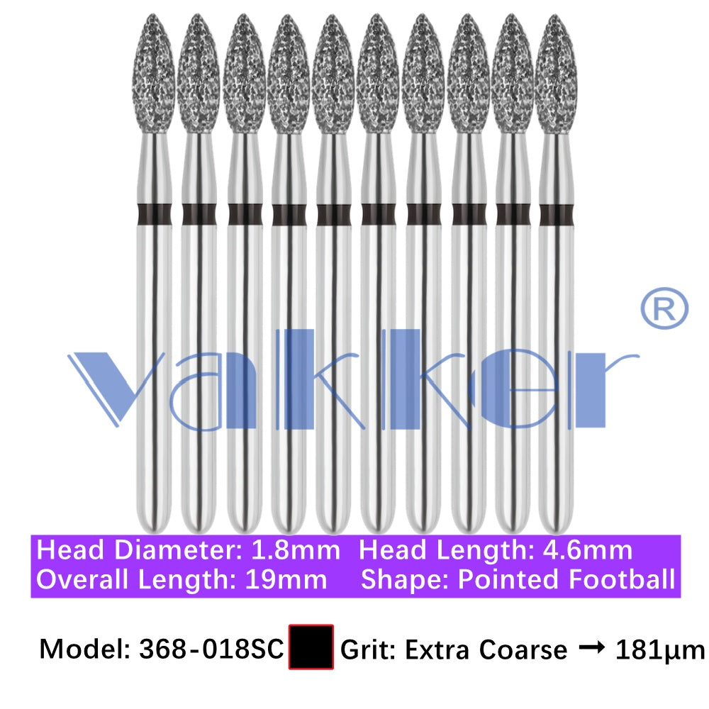 Vakker® Diamond Burs Football Diamond 10/pk