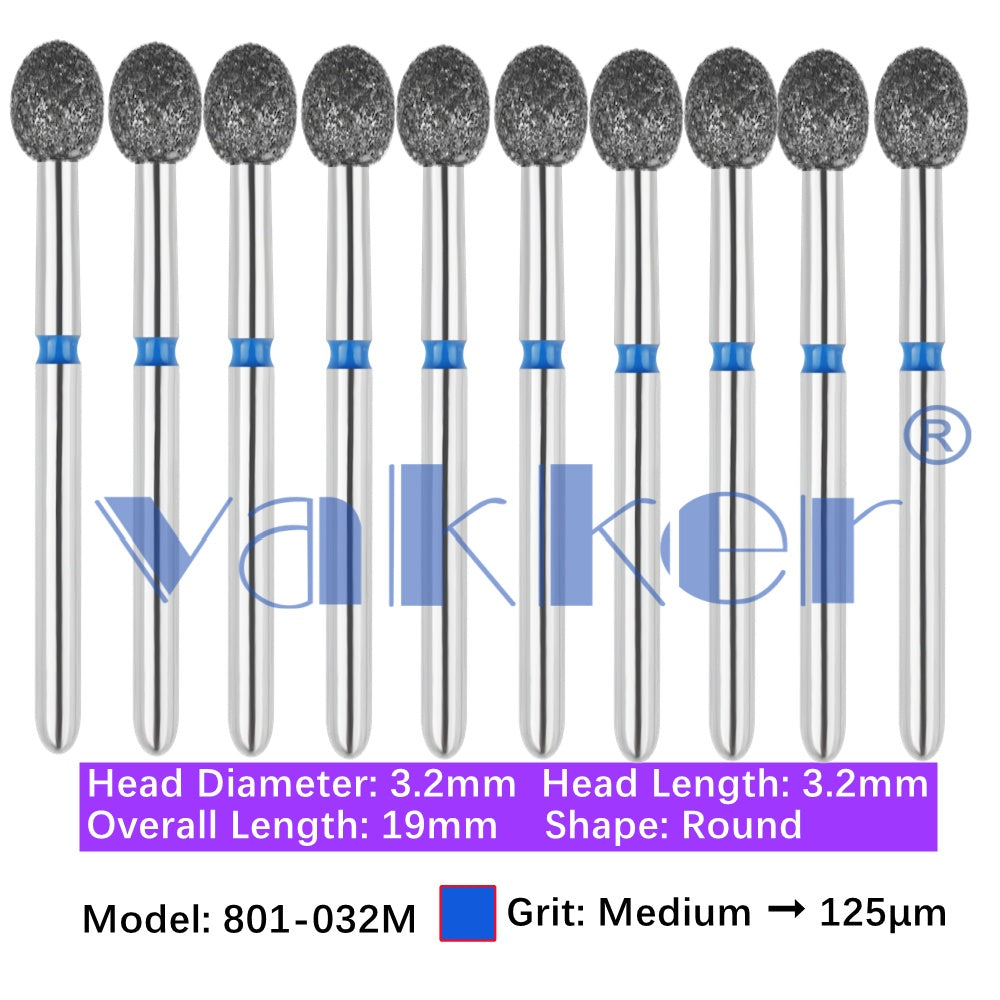 Vakker® Diamond Burs Round Diamonds 10/pk