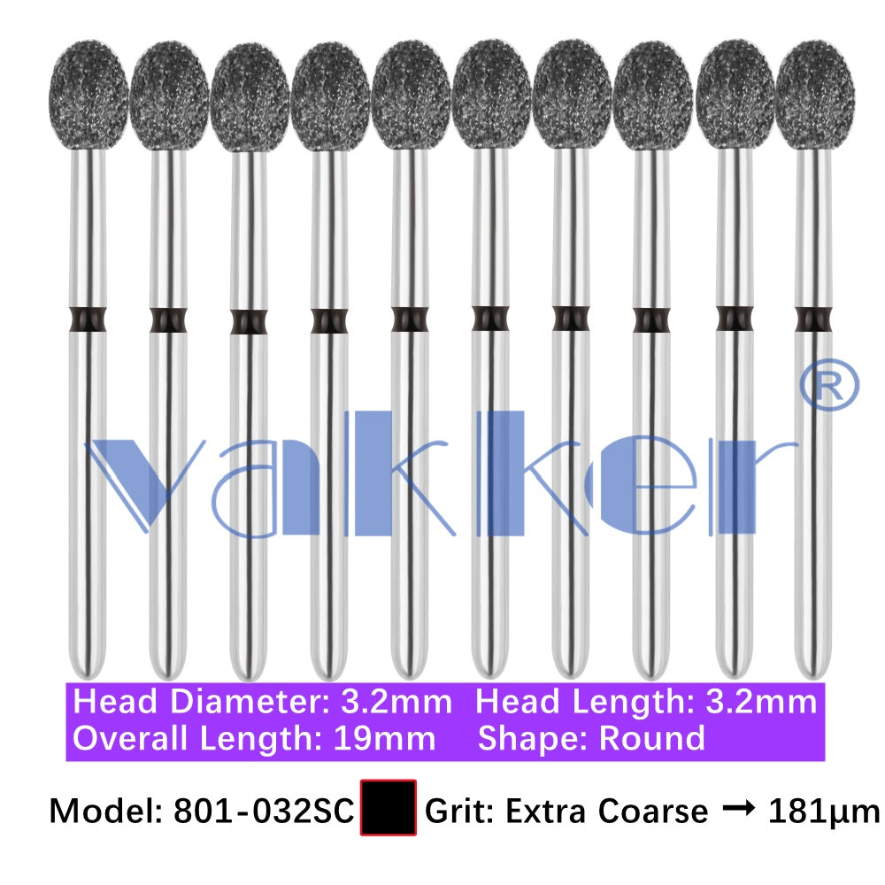 Vakker® Diamond Burs Round Diamonds 10/pk