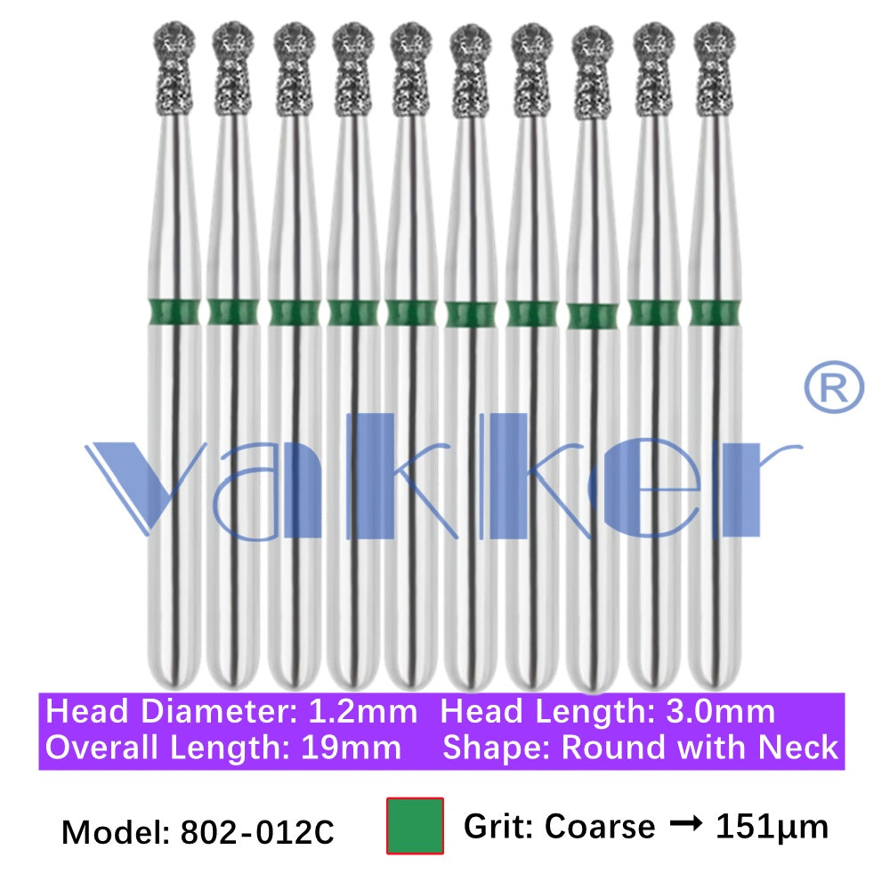 Vakker® Diamond Burs Round + Neck Diamonds 10/pk