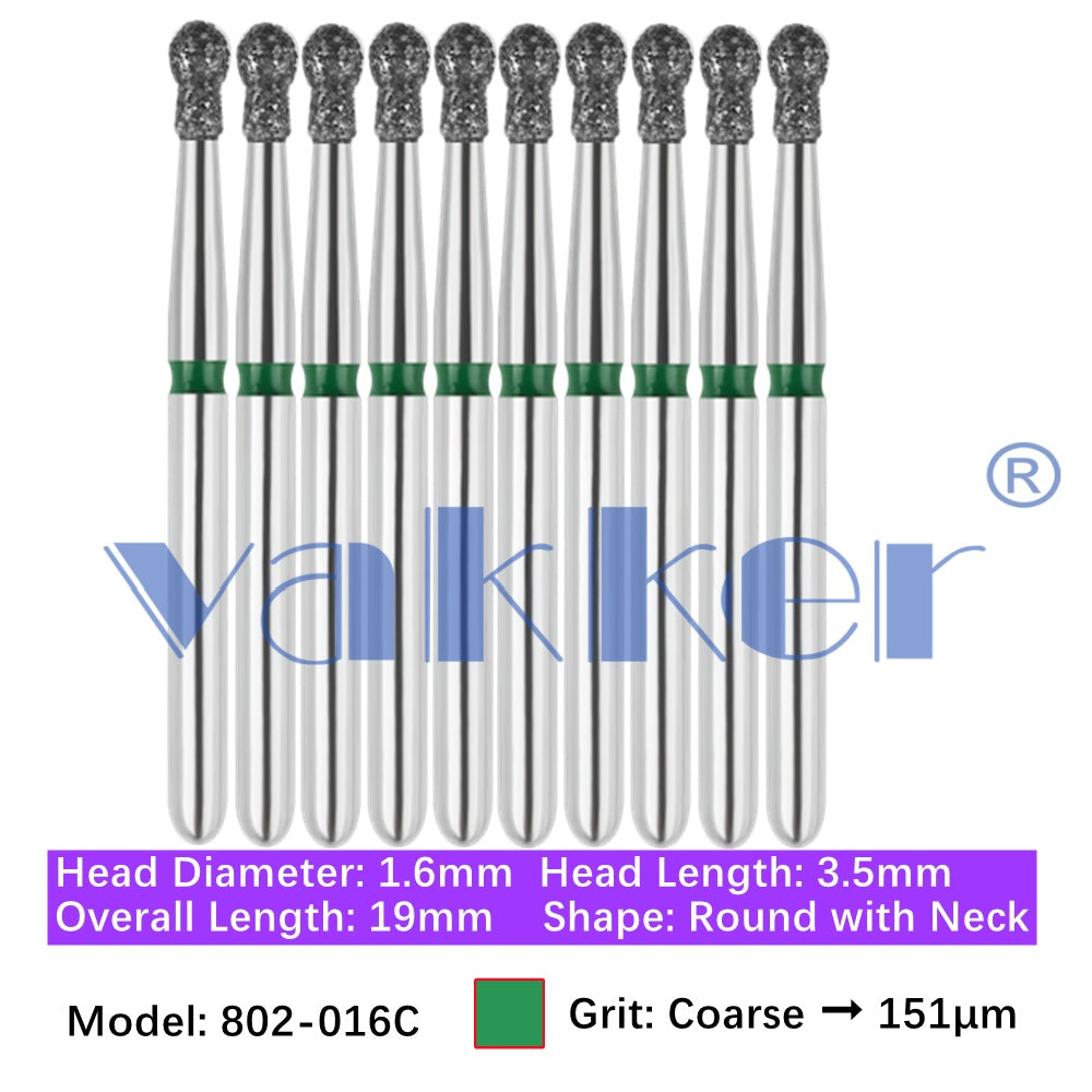 Vakker® Diamond Burs Round + Neck Diamonds 10/pk