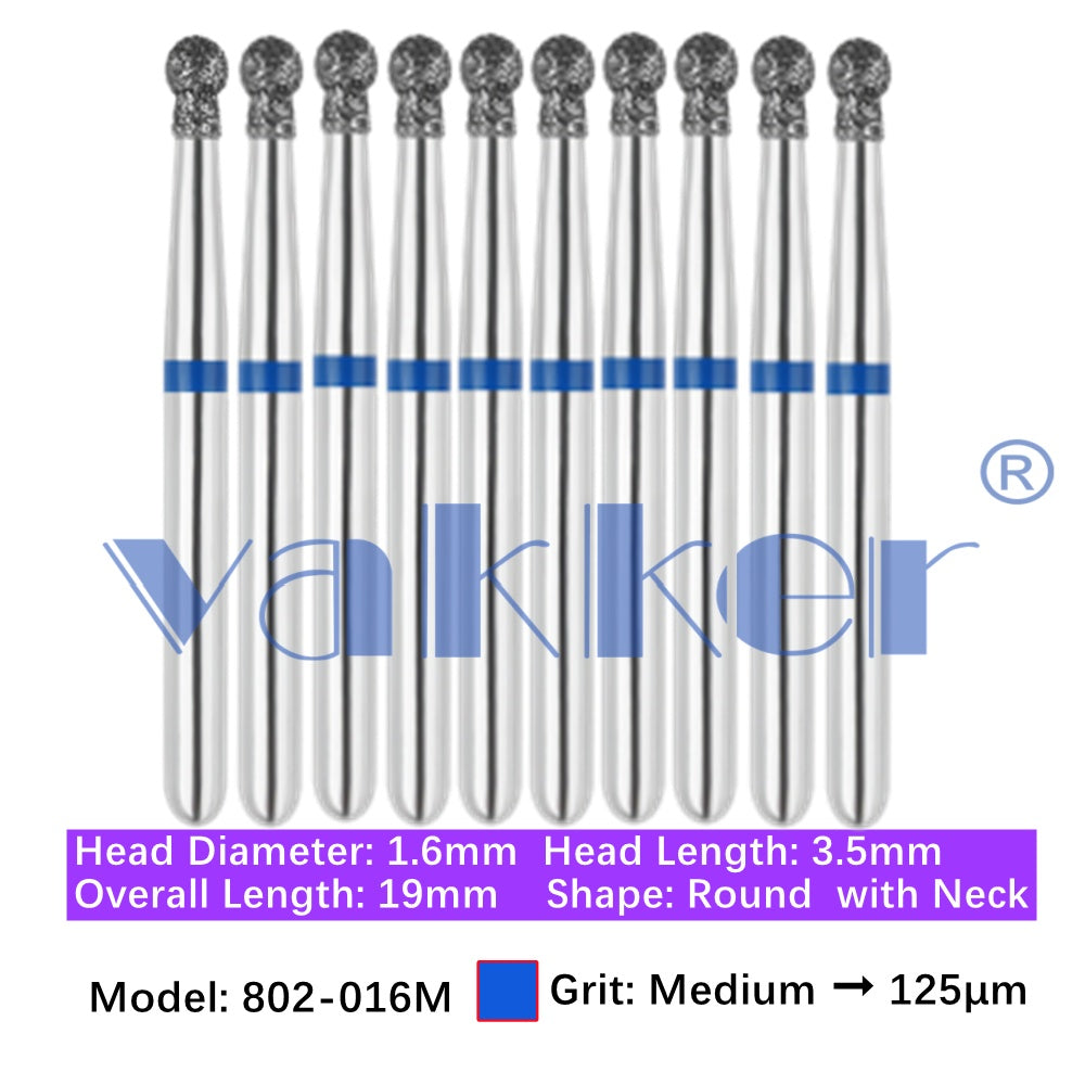 Vakker® Diamond Burs Round + Neck Diamonds 10/pk