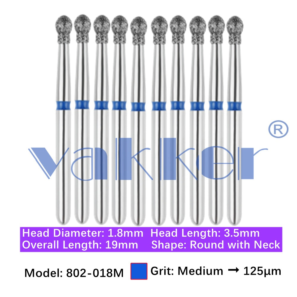 Vakker® Diamond Burs Round + Neck Diamonds 10/pk