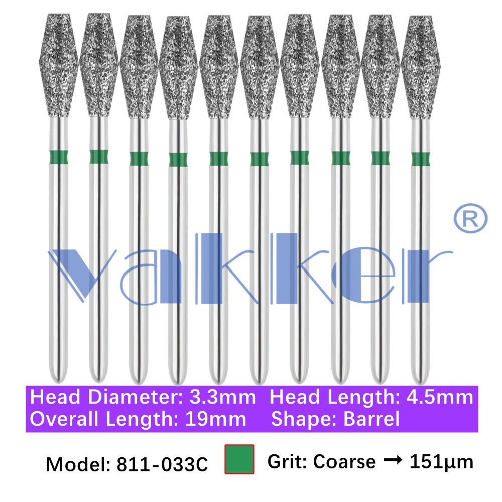 Vakker® Diamond Burs Barrel Diamonds 10/pk