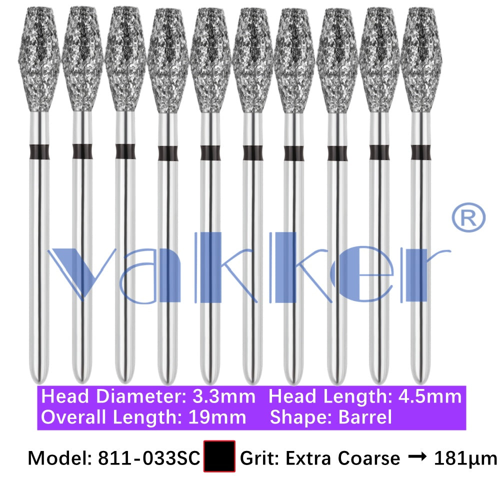 Vakker® Diamond Burs Barrel Diamonds 10/pk