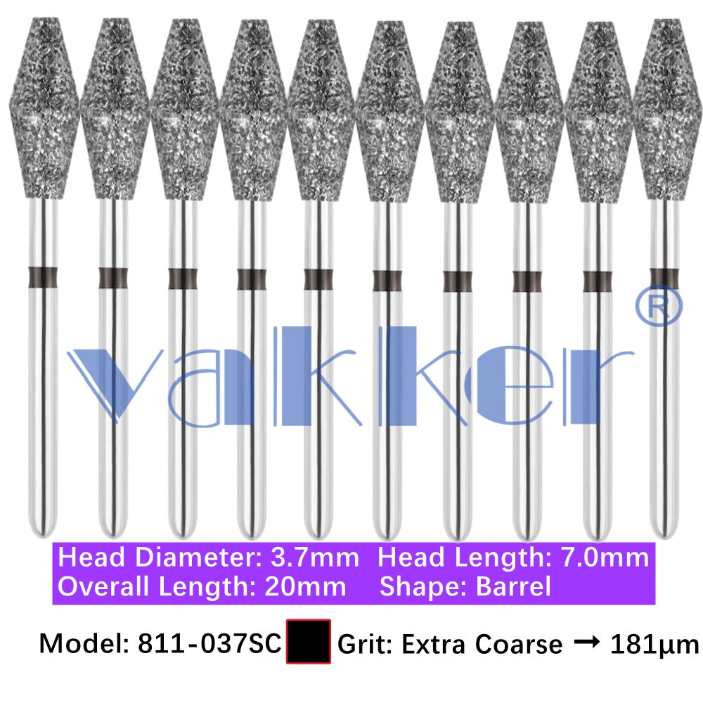 Vakker® Diamond Burs Barrel Diamonds 10/pk