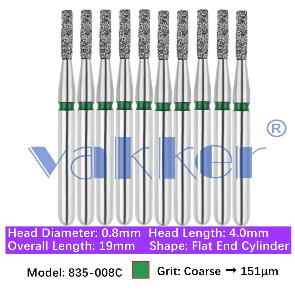 Vakker® Diamond Burs Flat End Cylinder Diamonds 10/pk