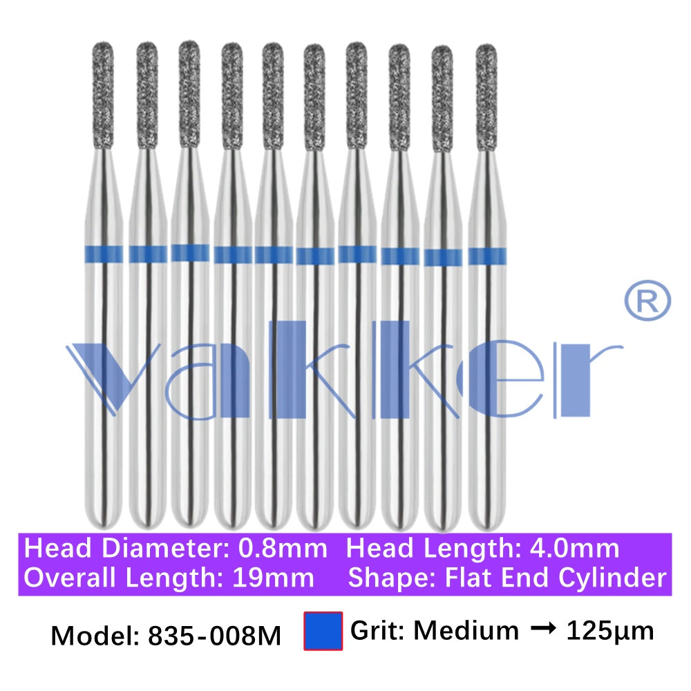 Vakker® Diamond Burs Flat End Cylinder Diamonds 10/pk