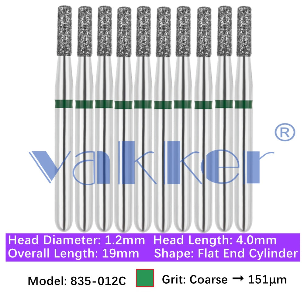 Vakker® Diamond Burs Flat End Cylinder Diamonds 10/pk