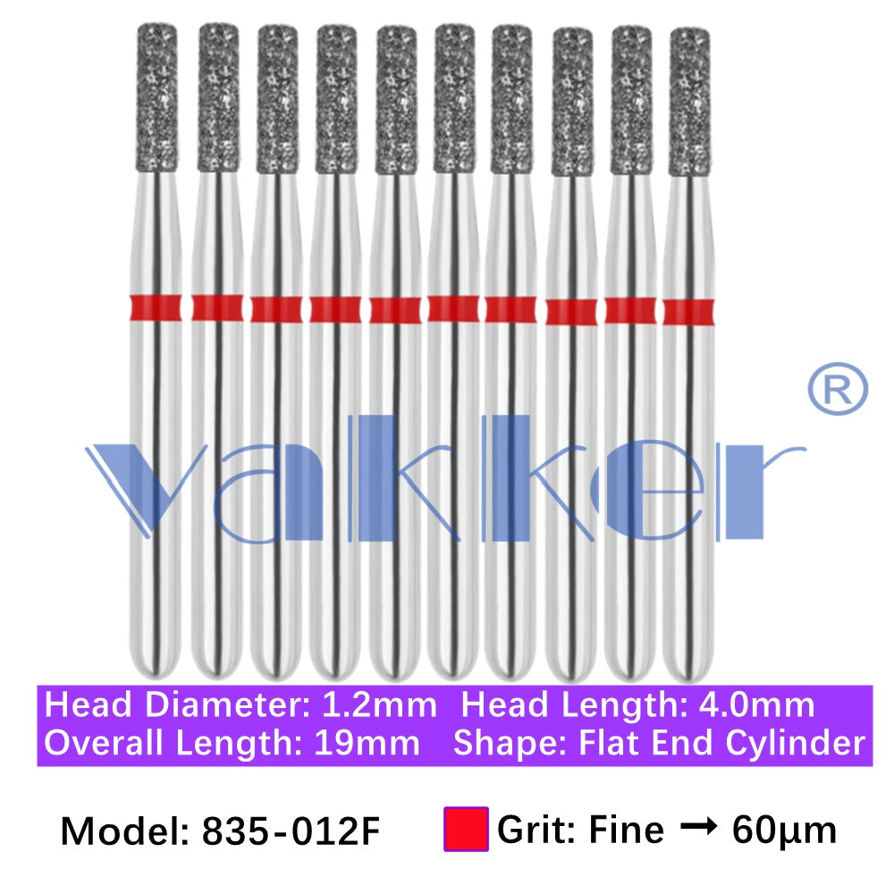 Vakker® Diamond Burs Flat End Cylinder Diamonds 10/pk