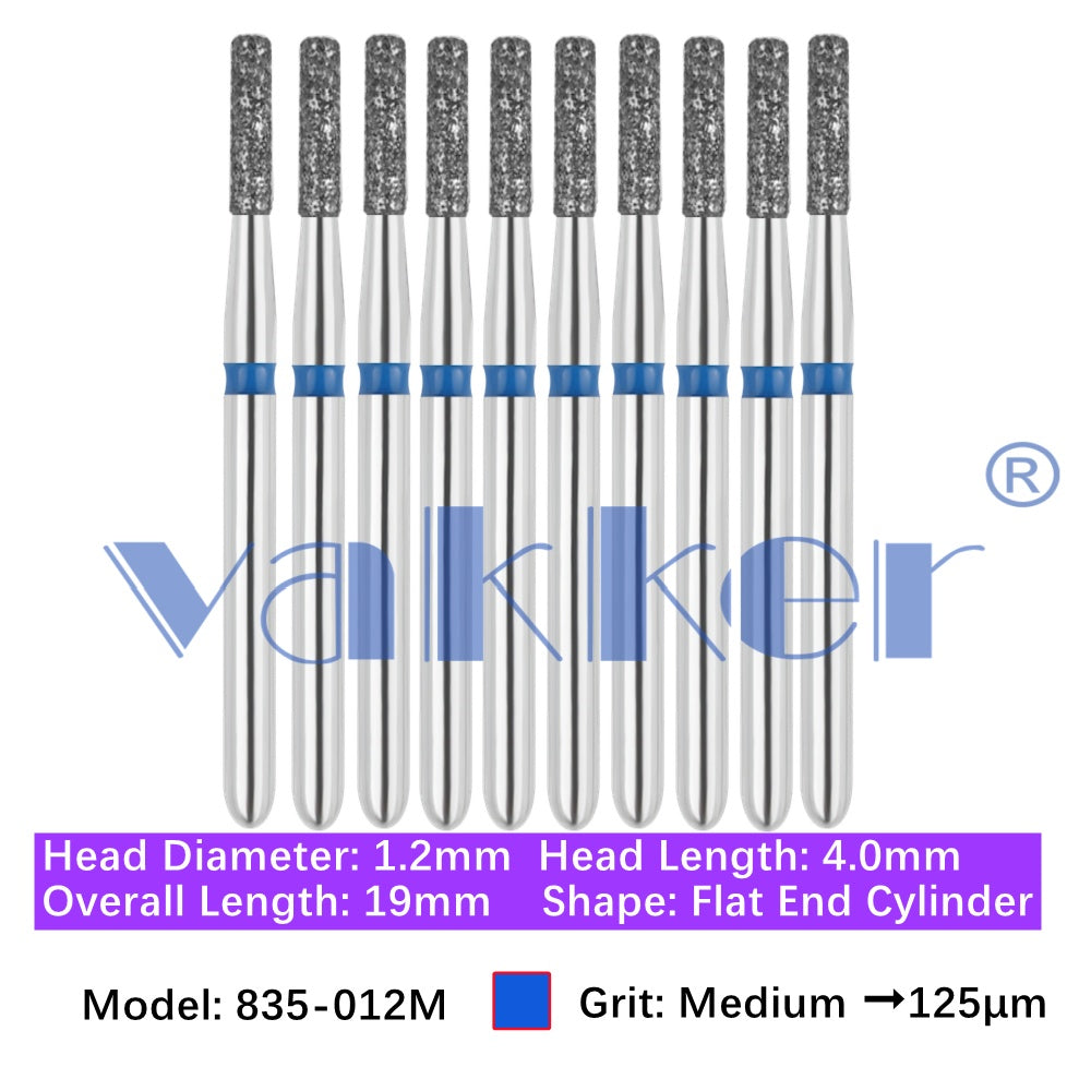 Vakker® Diamond Burs Flat End Cylinder Diamonds 10/pk