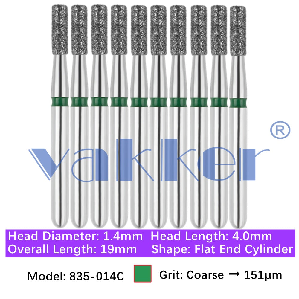 Vakker® Diamond Burs Flat End Cylinder Diamonds 10/pk