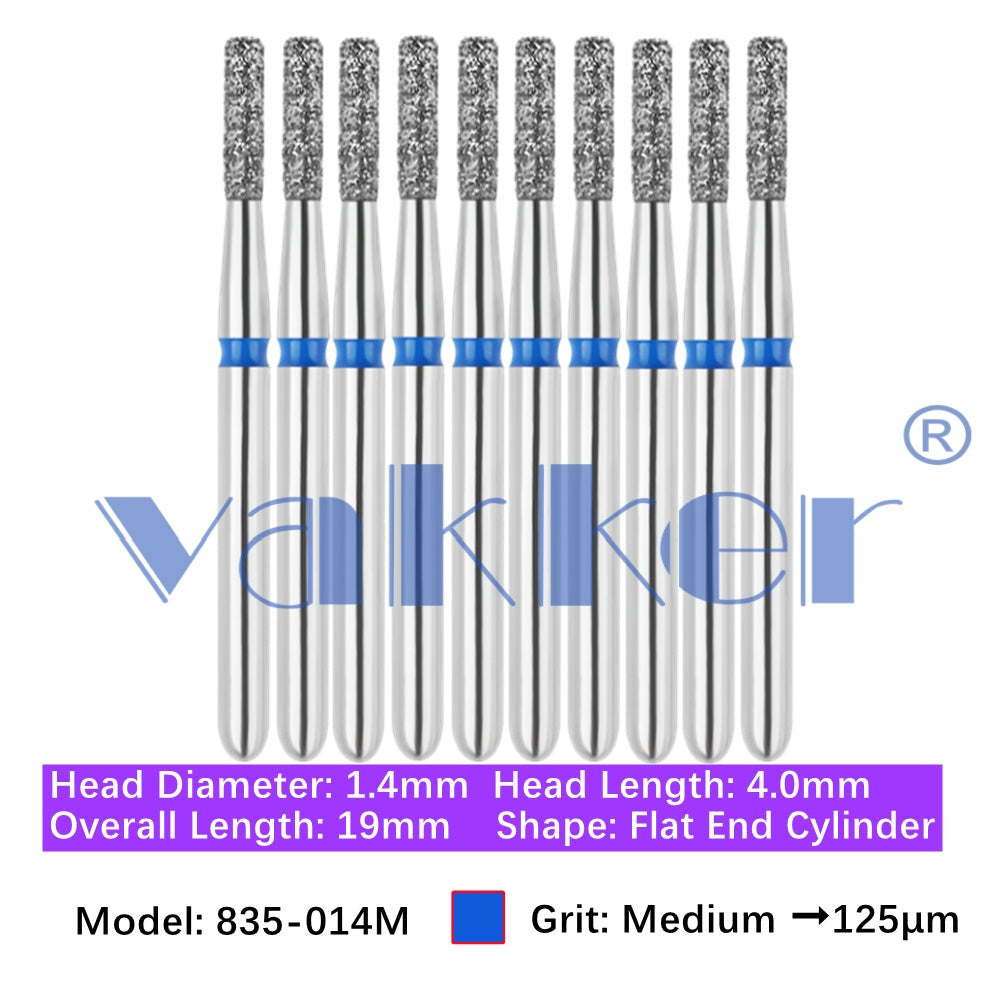 Vakker® Diamond Burs Flat End Cylinder Diamonds 10/pk