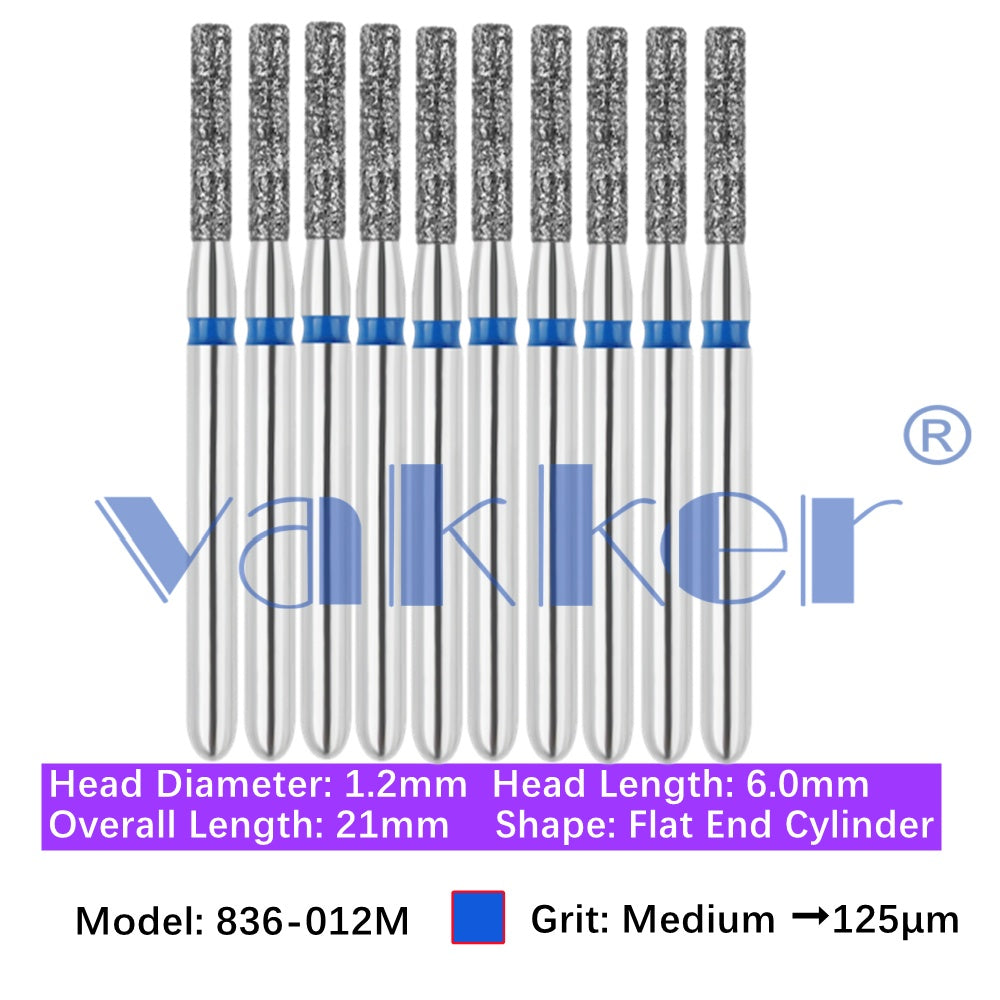 Vakker® Diamond Burs Flat End Cylinder Diamonds 10/pk