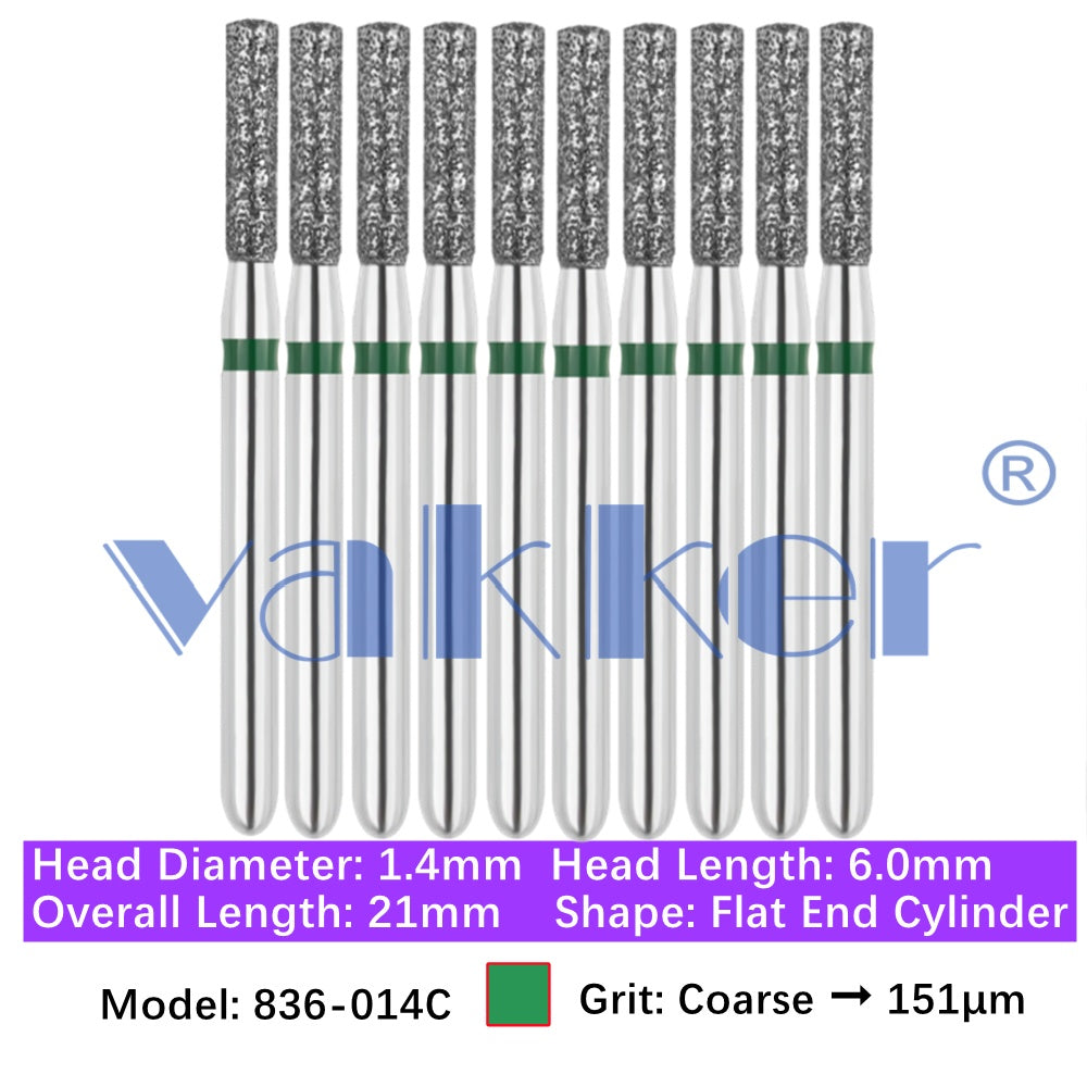 Vakker® Diamond Burs Flat End Cylinder Diamonds 10/pk