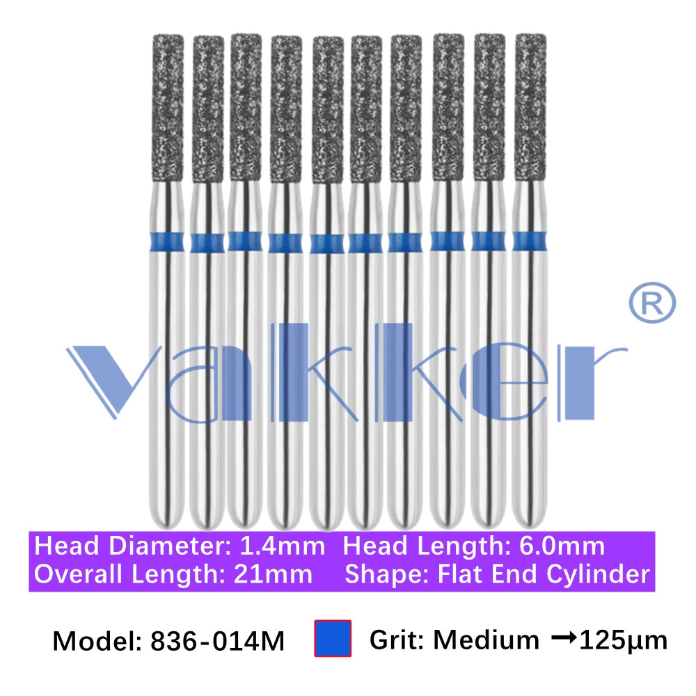 Vakker® Diamond Burs Flat End Cylinder Diamonds 10/pk