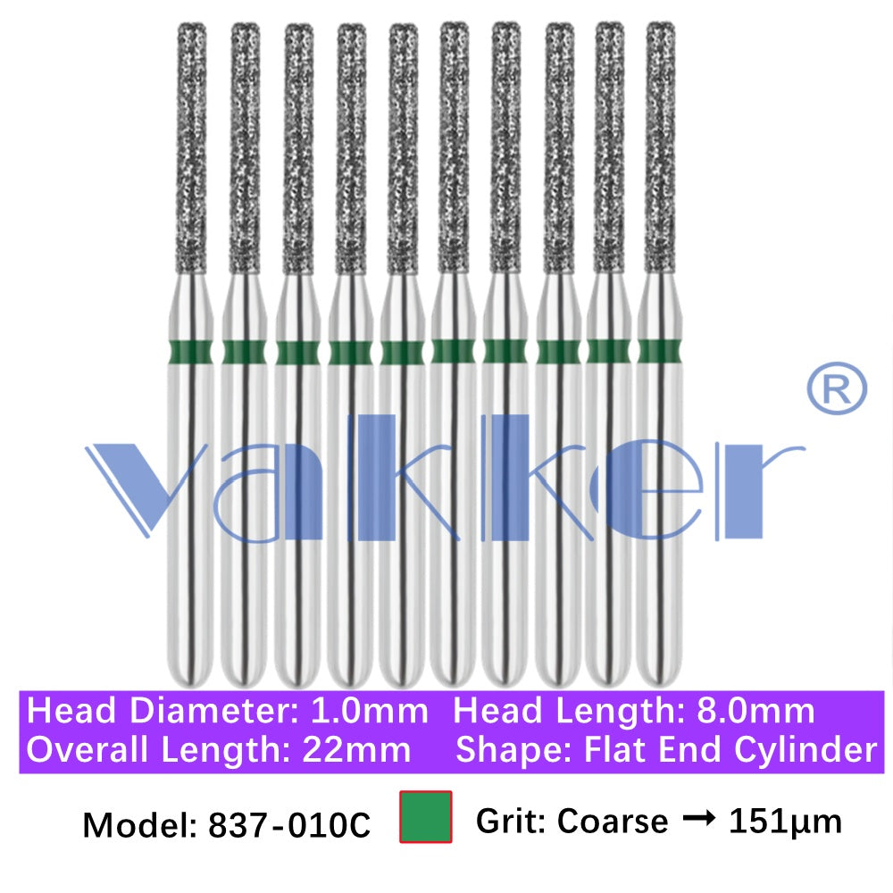 Vakker® Diamond Burs Flat End Cylinder Diamonds 10/pk