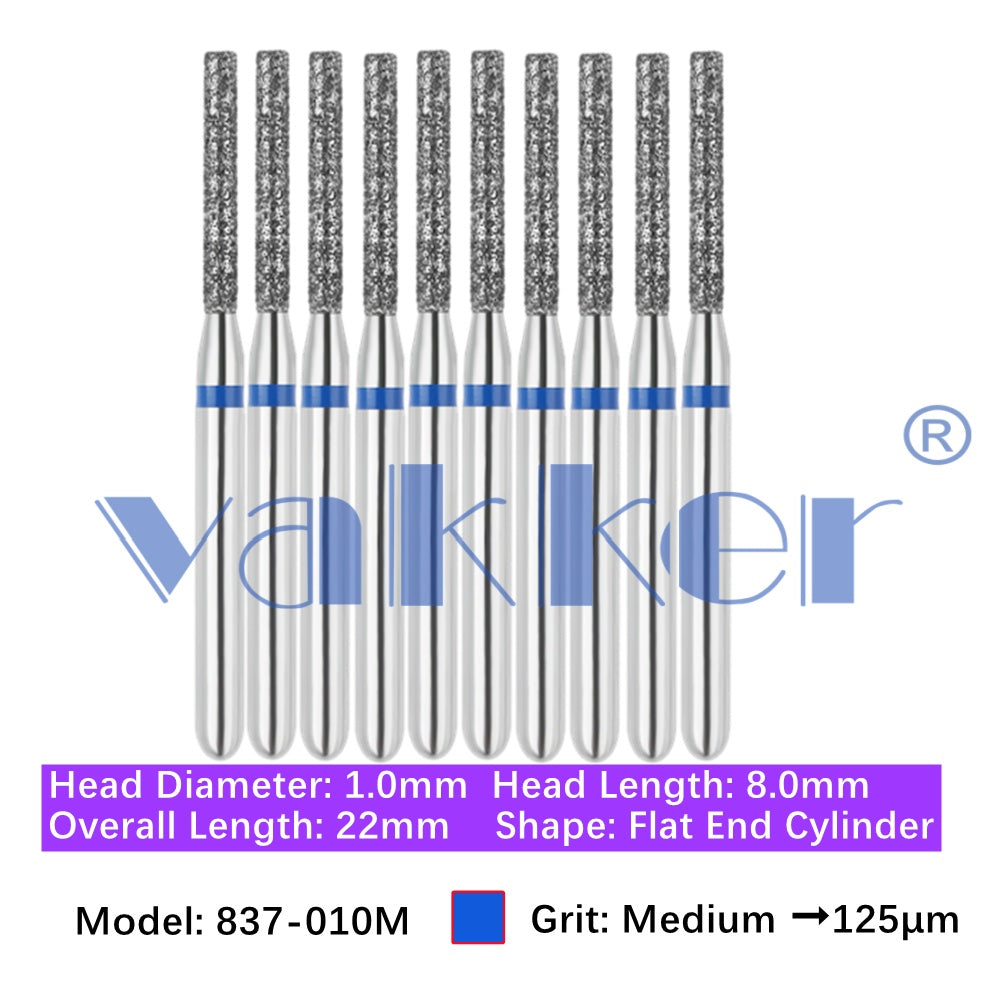 Vakker® Diamond Burs Flat End Cylinder Diamonds 10/pk