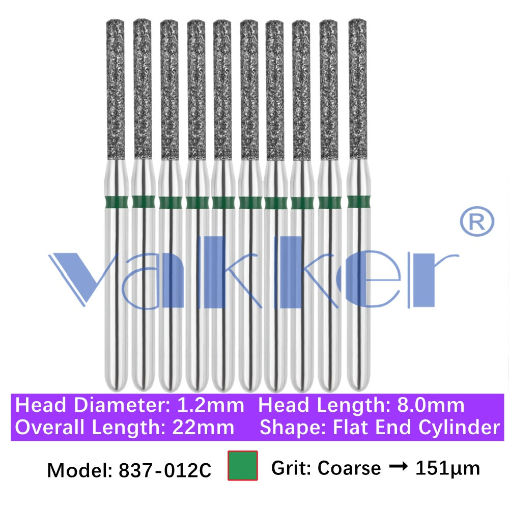 Vakker® Diamond Burs Flat End Cylinder Diamonds 10/pk