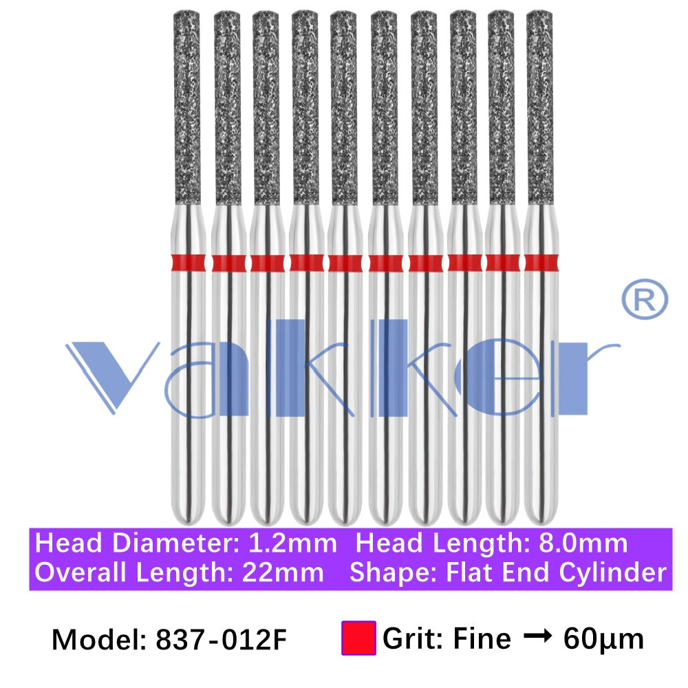 Vakker® Diamond Burs Flat End Cylinder Diamonds 10/pk