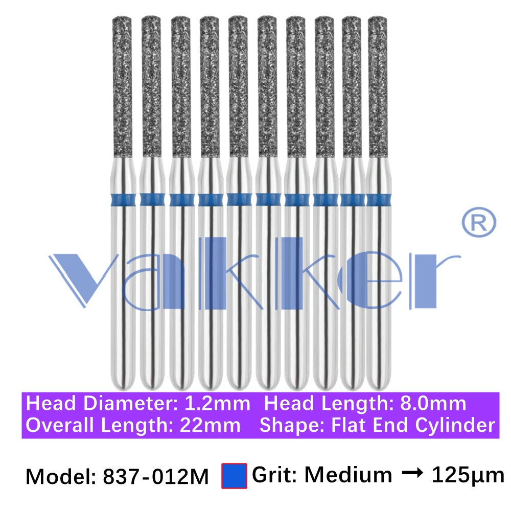 Vakker® Diamond Burs Flat End Cylinder Diamonds 10/pk