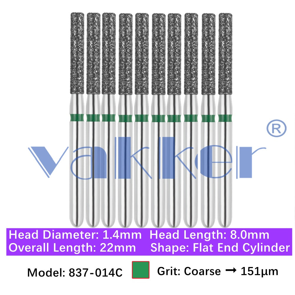 Vakker® Diamond Burs Flat End Cylinder Diamonds 10/pk