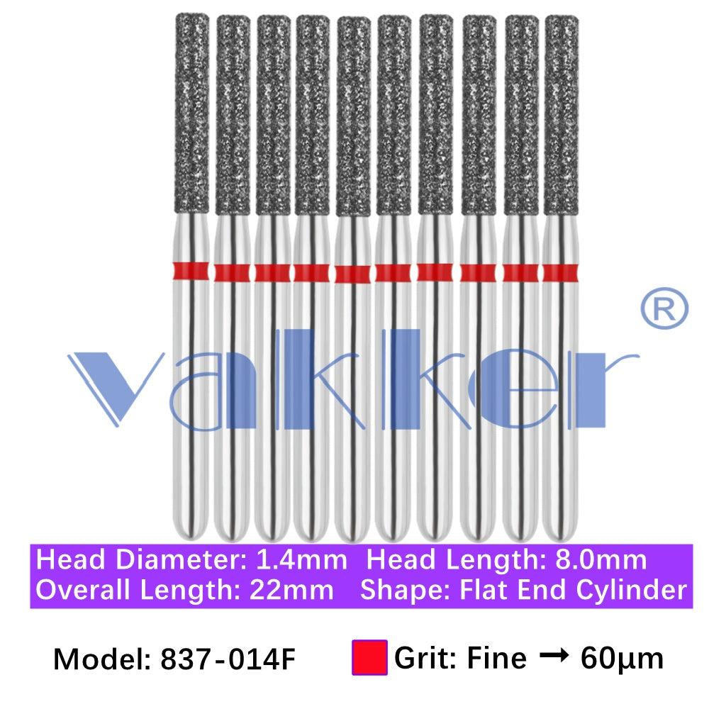 Vakker® Diamond Burs Flat End Cylinder Diamonds 10/pk