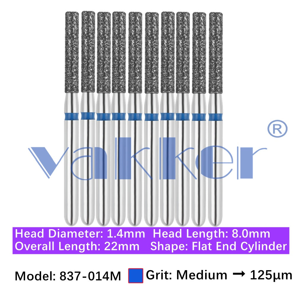 Vakker® Diamond Burs Flat End Cylinder Diamonds 10/pk