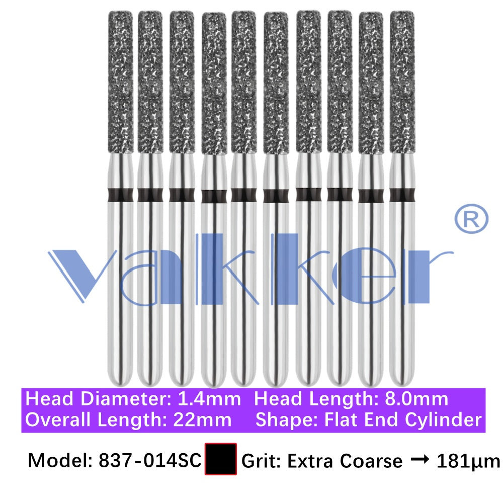 Vakker® Diamond Burs Flat End Cylinder Diamonds 10/pk