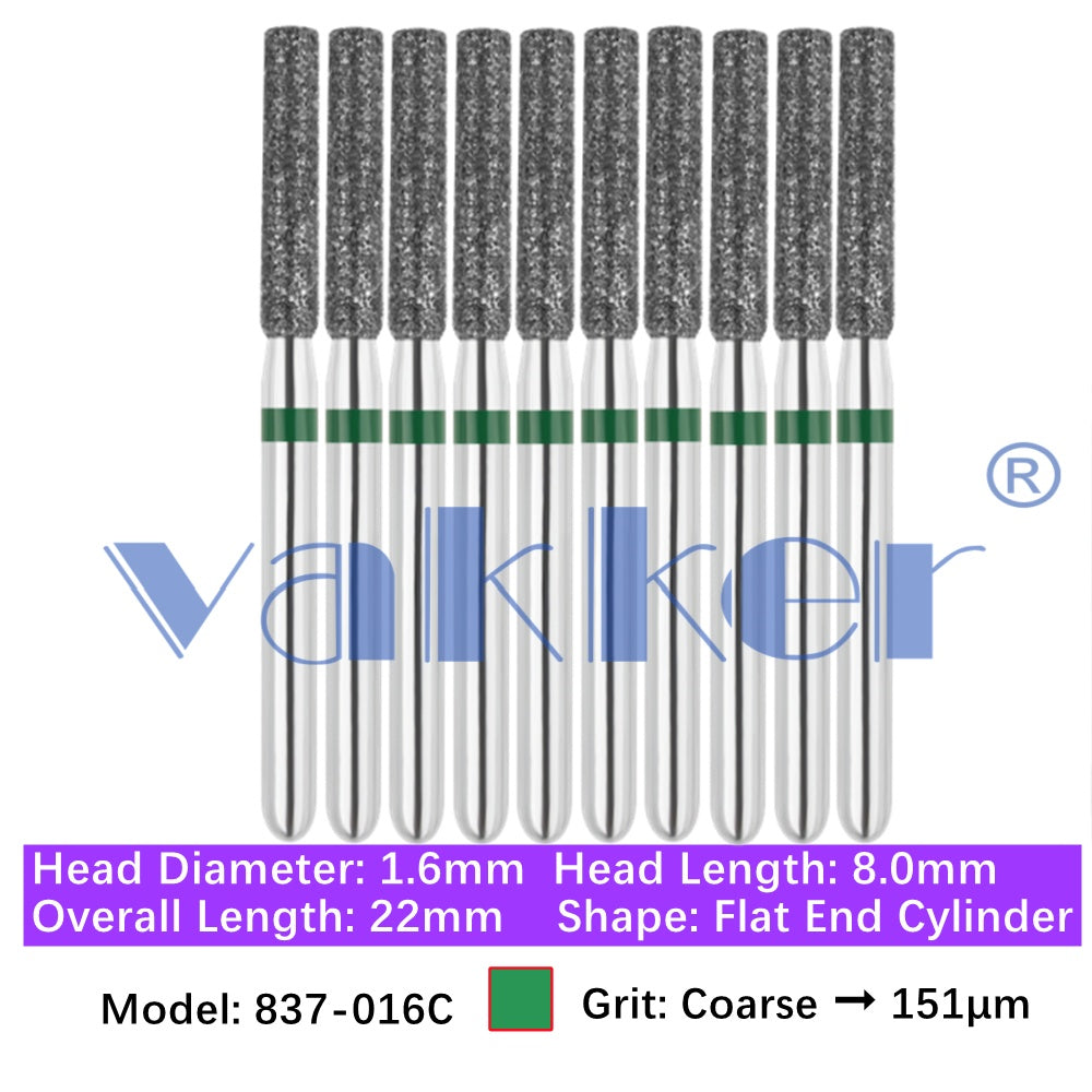 Vakker® Diamond Burs Flat End Cylinder Diamonds 10/pk