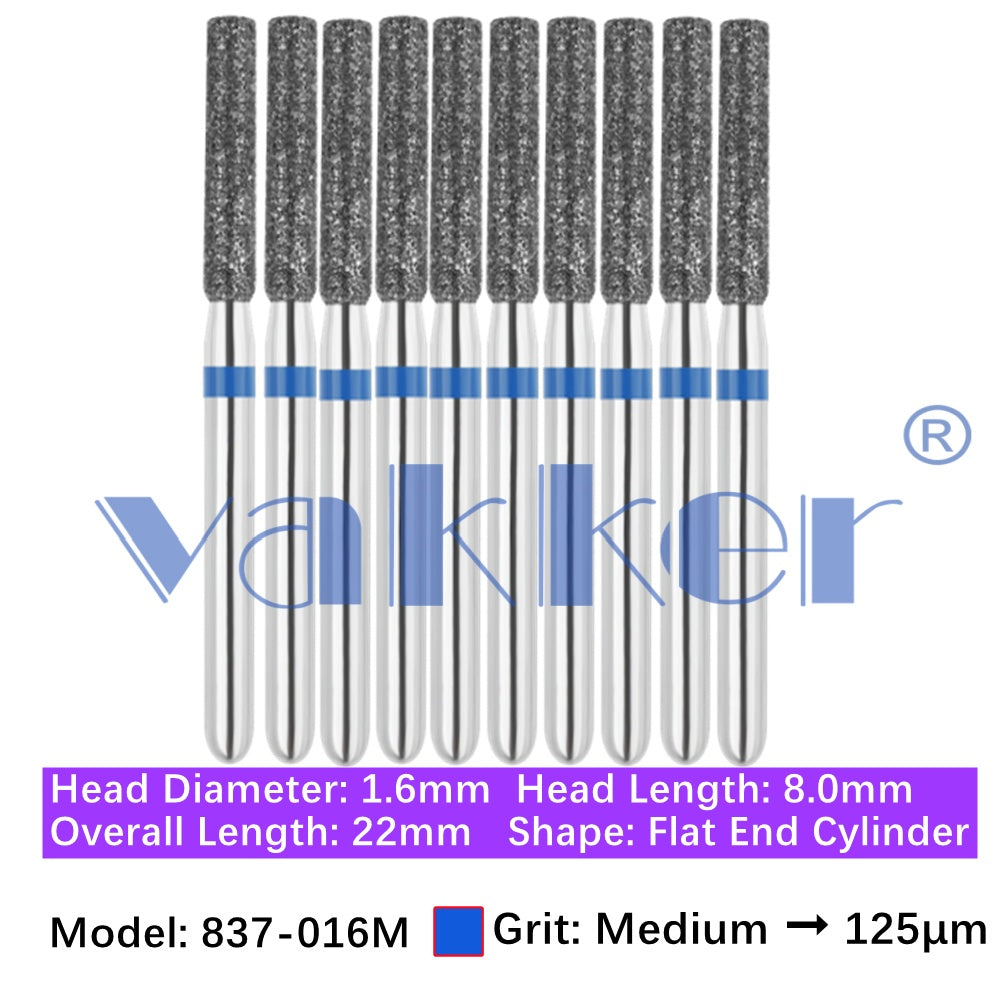 Vakker® Diamond Burs Flat End Cylinder Diamonds 10/pk