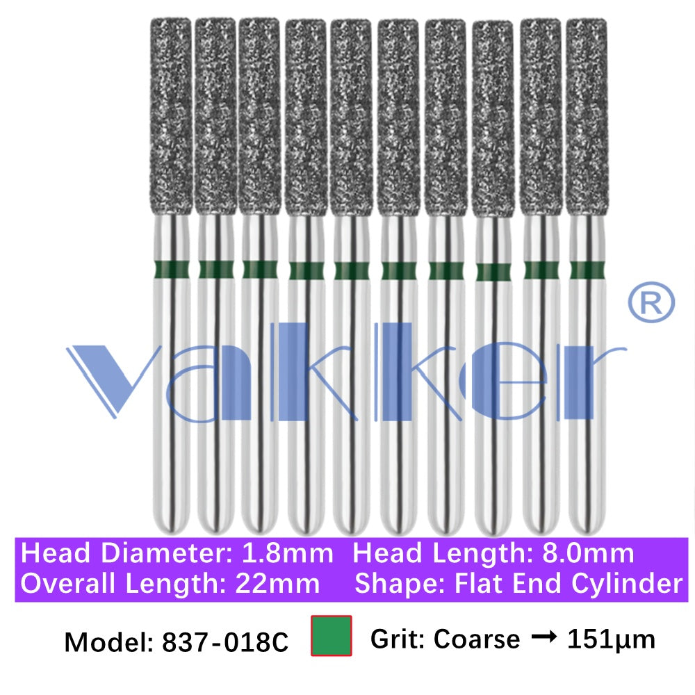 Vakker® Diamond Burs Flat End Cylinder Diamonds 10/pk