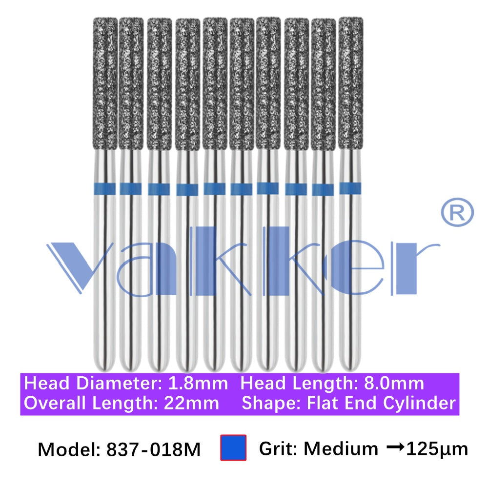 Vakker® Diamond Burs Flat End Cylinder Diamonds 10/pk