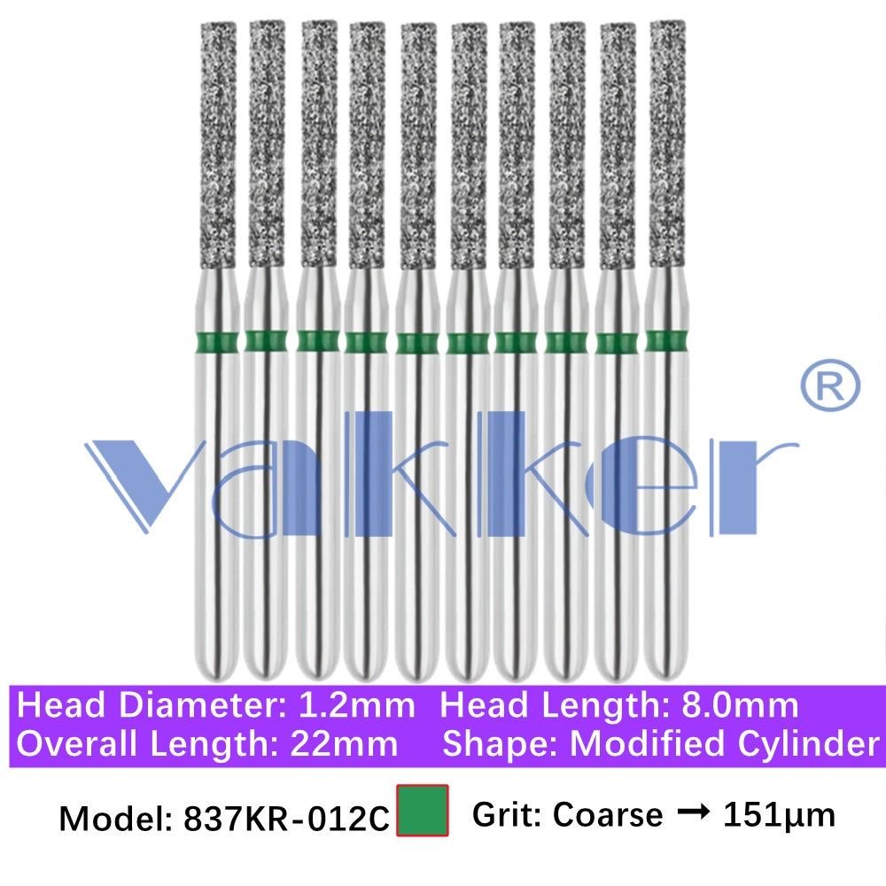 Vakker® Modified Cylinder/ Cylinder Rounded Shoulder Diamond Burs 10/pk