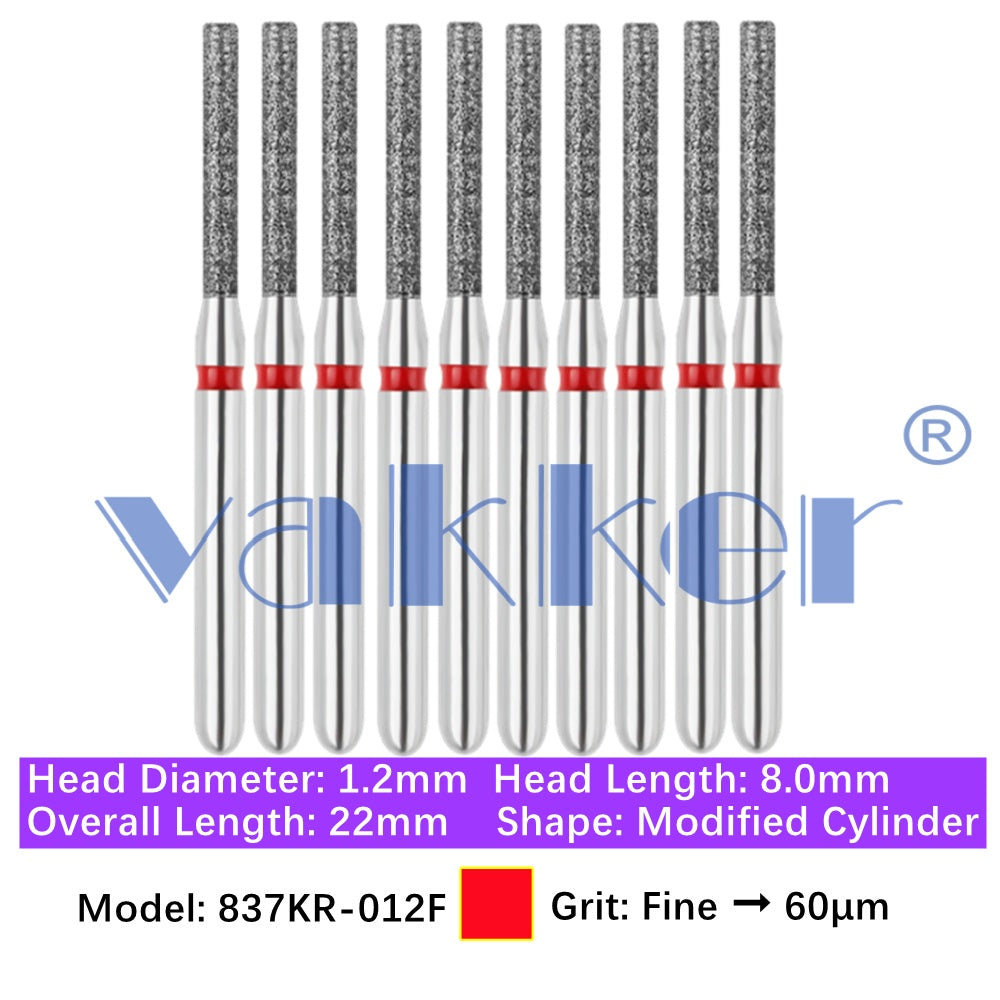 Vakker® Modified Cylinder/ Cylinder Rounded Shoulder Diamond Burs 10/pk